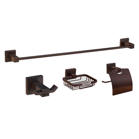 SET DE ACCESORIOS PARA BAÑO DE 4 PIEZAS LÍNEA BRESSIA COBRE MARTILLADO