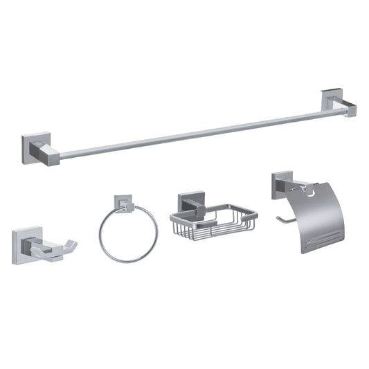 SET DE ACCESORIOS PARA BAÑO DE 5 PIEZAS LÍNEA BRESSIA CROMADO