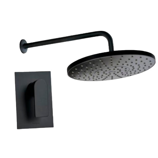 CONJUNTO DUCHA MONOCONTROL BERLIN + BRAZO REDONDO REDONDO NEGRO MATE