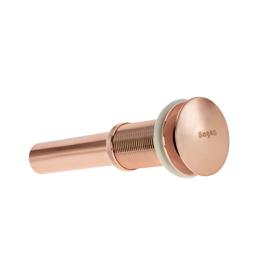 DESAGÜE PARA LAVAMANOS TIPO HONGO CON TAPA PUSH ORO ROSA