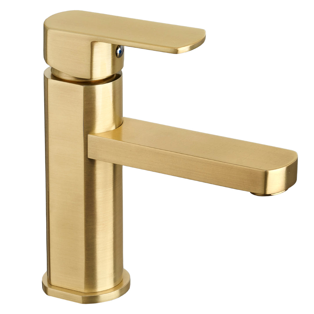 GRIFERÍA CON MEZCLADOR LAVAMANOS CON AIREADOR MONOCONTROL CUERPO MEDIO CASTELLO BRONCE SATINADO