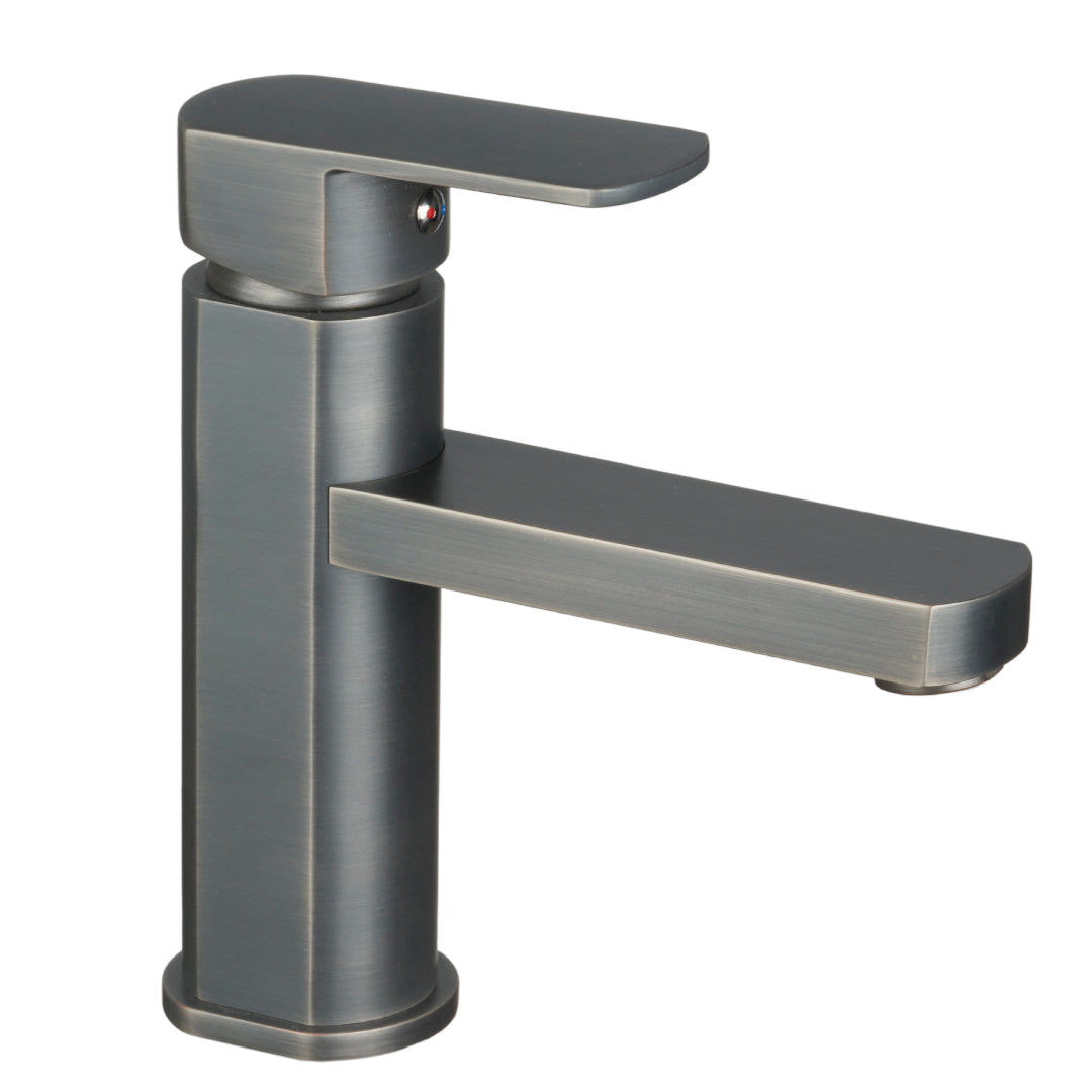 GRIFERÍA CON MEZCLADOR LAVAMANOS CON AIREADOR MONOCONTROL CUERPO MEDIO CASTELLO BRONCE SATINADO