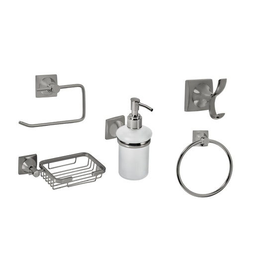 SET DE ACCESORIOS PARA BAÑO DE 5 PIEZAS LÍNEA CASTELLO CROMADO