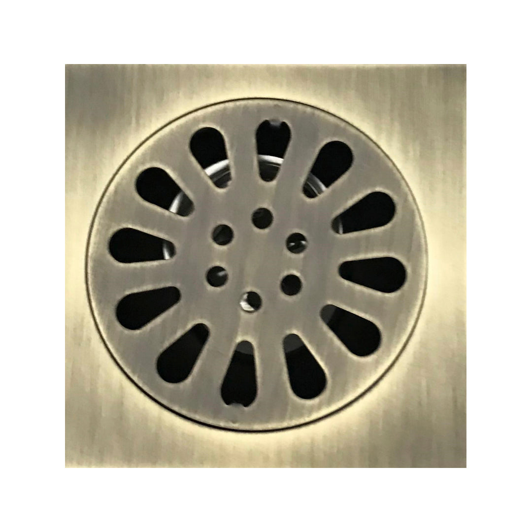 REJILLA SIFÓN DE PISO CUADRADA EN ACERO 10*10 COBRE ANTIQUE MATE