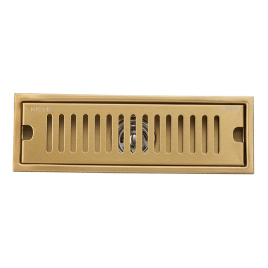 REJILLA SIFÓN DE PISO RECTANGULAR TIPO LADRILLO 30 CM DORADA