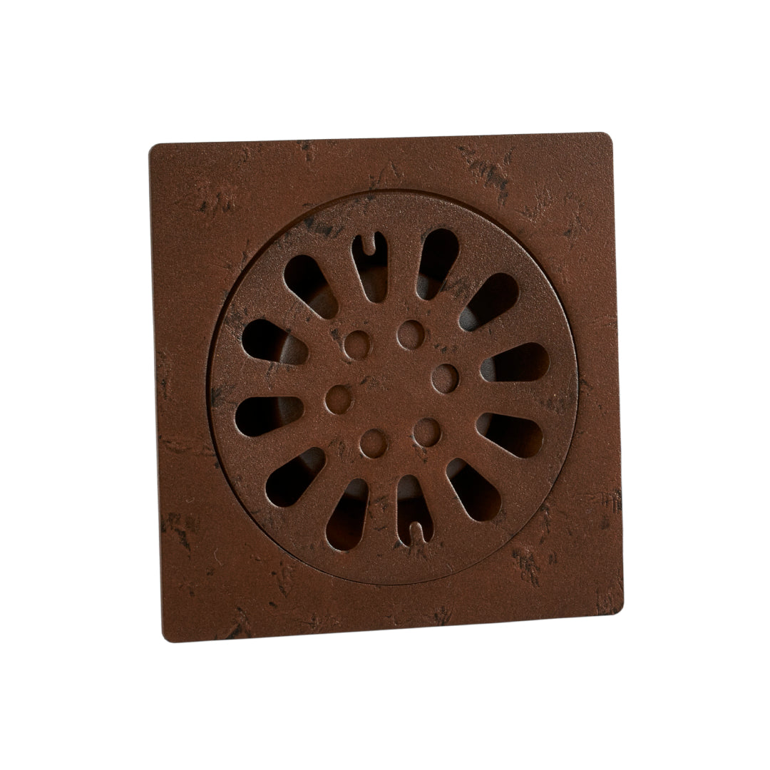 REJILLA SIFÓN DE PISO CUADRADA EN ACERO 10*10 COBRE MARTILLADO