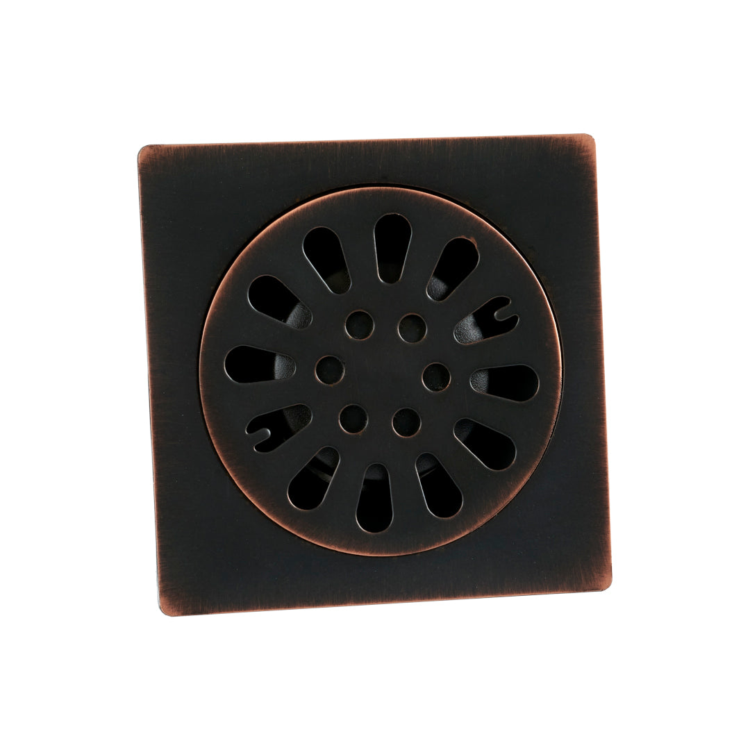 REJILLA SIFÓN DE PISO CUADRADA EN ACERO 10*10 COBRE ANTIQUE MATE