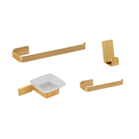SET DE ACCESORIOS PARA BAÑO DE 4 PIEZAS LÍNEA BERLIN BRUSHED GOLDEN