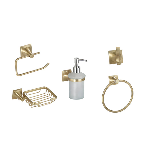 SET DE ACCESORIOS PARA BAÑO DE 5 PIEZAS LÍNEA CASTELLO BRONCE SATINADO