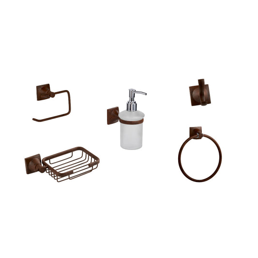 SET DE ACCESORIOS PARA BAÑO DE 5 PIEZAS LÍNEA CASTELLO HIERRO ÓXIDO