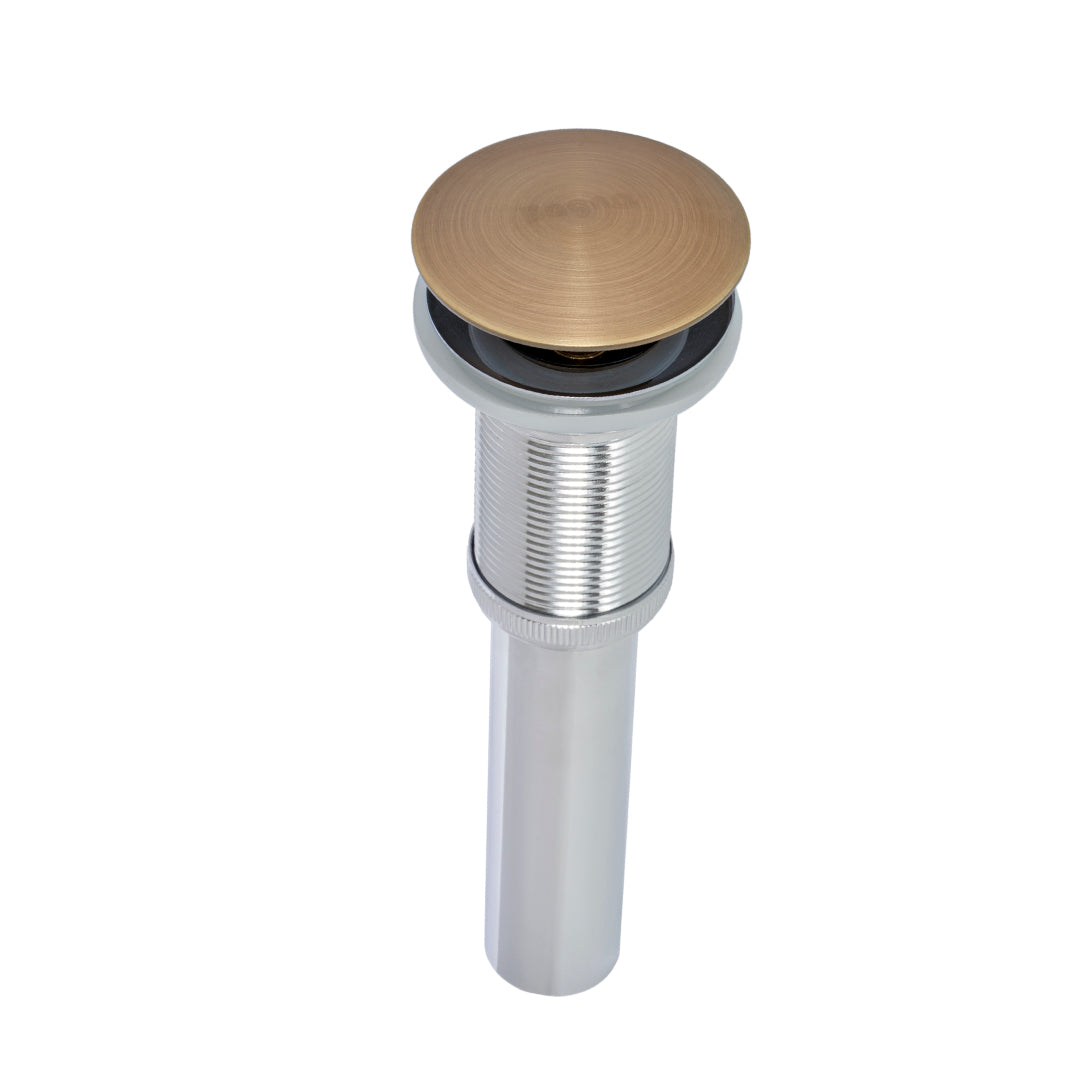 DESAGÜE PARA LAVAMANOS TIPO HONGO CON TAPA PUSH DORADO