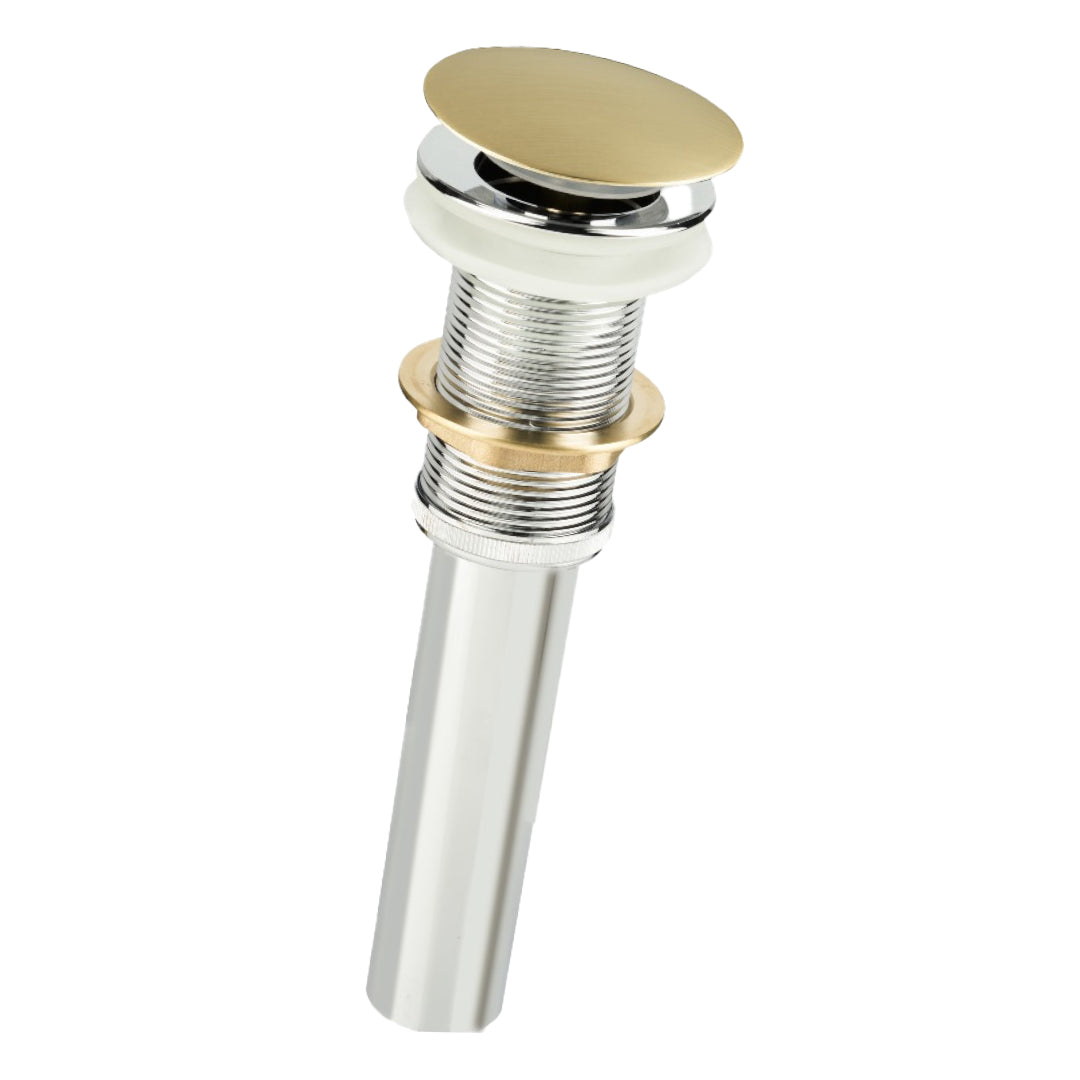 DESAGÜE PARA LAVAMANOS TIPO HONGO CON TAPA PUSH DORADO