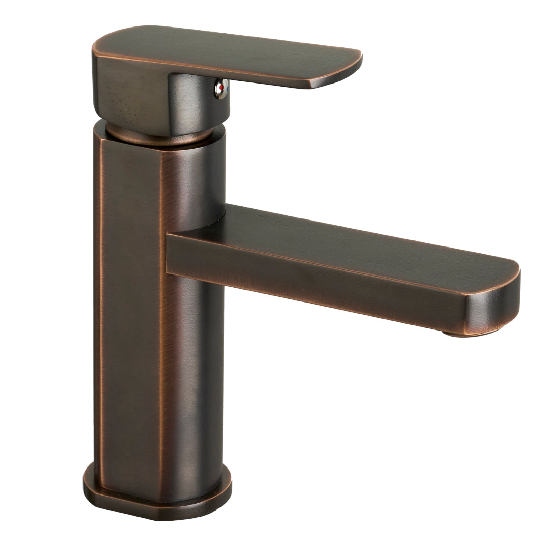 GRIFERÍA CON MEZCLADOR LAVAMANOS CON AIREADOR MONOCONTROL CUERPO MEDIO CASTELLO BRONCE SATINADO