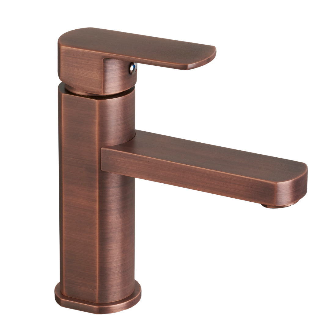 GRIFERÍA CON MEZCLADOR LAVAMANOS CON AIREADOR MONOCONTROL CUERPO MEDIO CASTELLO BRONCE SATINADO